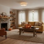 Toren Modern Linen Fabric Drum Flush Mount Ceiling Light