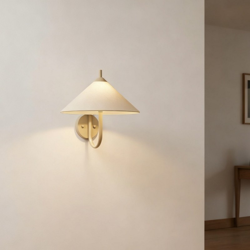 Rhodes Minimalist Linen Fabric Cone Wall Light