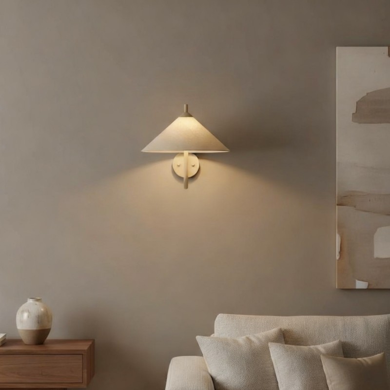 Rhodes Minimalist Linen Fabric Cone Wall Light