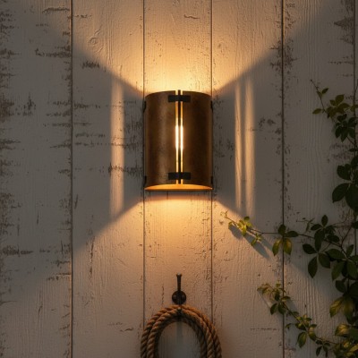 Zoe Industrial Rustic Bronze Cylindrical Metal Wall Sconce Zoe Industrial Rustic Bronze Cylindrical Metal Wall Sconce