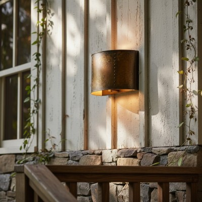Sharon Industrial Textured Curve Brass Wall Light Sharon Industrial Textured Curve Brass Wall Light
