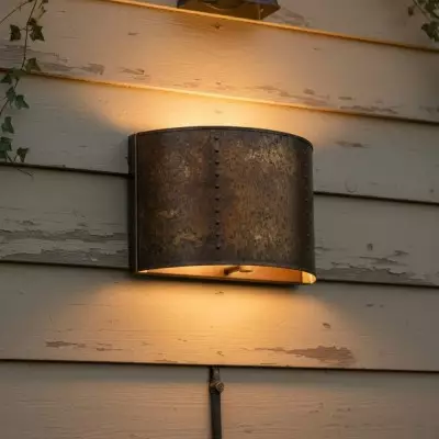 Sharon Industrial Textured Curve Brass Wall Light Sharon Industrial Textured Curve Brass Wall Light