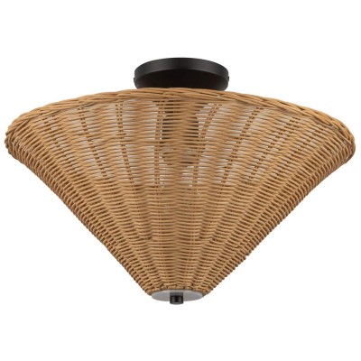 Martin Minimalist Natural Cone Rattan Semi-Flush Mount Ceiling Light Martin Minimalist Natural Cone Rattan Semi-Flush Mount Ceiling Light