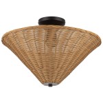 Martin Minimalist Natural Cone Rattan Semi-Flush Mount Ceiling Light