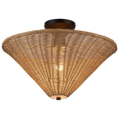 Martin Minimalist Natural Cone Rattan Semi-Flush Mount Ceiling Light Martin Minimalist Natural Cone Rattan Semi-Flush Mount Ceiling Light