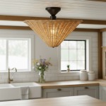 Martin Minimalist Natural Cone Rattan Semi-Flush Mount Ceiling Light