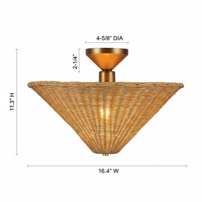 Martin Minimalist Natural Cone Rattan Semi-Flush Mount Ceiling Light Martin Minimalist Natural Cone Rattan Semi-Flush Mount Ceiling Light