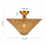 Martin Minimalist Natural Cone Rattan Semi-Flush Mount Ceiling Light