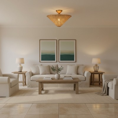 Martin Minimalist Natural Cone Rattan Semi-Flush Mount Ceiling Light Martin Minimalist Natural Cone Rattan Semi-Flush Mount Ceiling Light