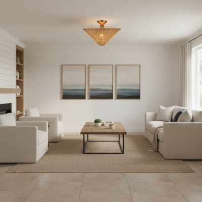 Martin Minimalist Natural Cone Rattan Semi-Flush Mount Ceiling Light Martin Minimalist Natural Cone Rattan Semi-Flush Mount Ceiling Light
