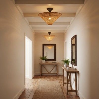 Martin Minimalist Natural Cone Rattan Semi-Flush Mount Ceiling Light Martin Minimalist Natural Cone Rattan Semi-Flush Mount Ceiling Light