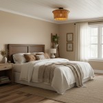 Martin Minimalist Natural Hat Shade Rattan Semi-Flush Mount Ceiling Light