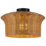 Martin Minimalist Natural Hat Shade Rattan Semi-Flush Mount Ceiling Light
