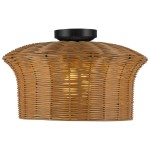 Martin Minimalist Natural Hat Shade Rattan Semi-Flush Mount Ceiling Light