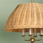 Margaret Minimalist Natural 4-Light Dome Rattan Brass Pendant Light Margaret Minimalist Natural 4-Light Dome Rattan Brass Pendant Light