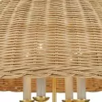 Margaret Minimalist Natural 4-Light Dome Rattan Brass Pendant Light Margaret Minimalist Natural 4-Light Dome Rattan Brass Pendant Light