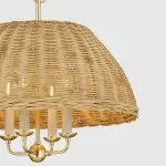 Margaret Minimalist Natural 4-Light Dome Rattan Brass Pendant Light Margaret Minimalist Natural 4-Light Dome Rattan Brass Pendant Light