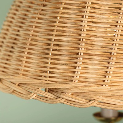 Margaret Minimalist Natural 4-Light Dome Rattan Brass Pendant Light Margaret Minimalist Natural 4-Light Dome Rattan Brass Pendant Light