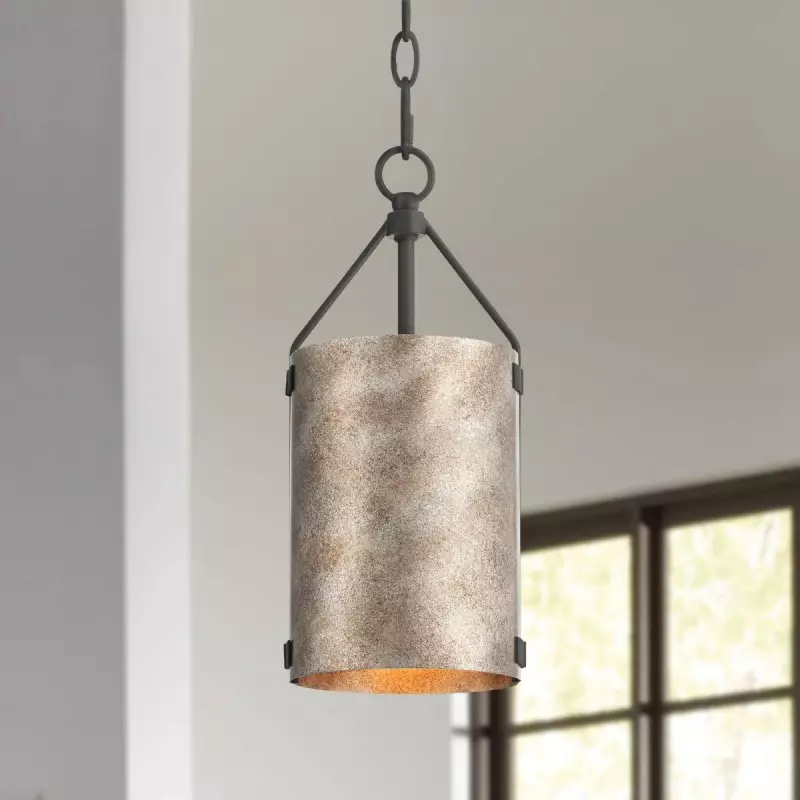Grange Industrial Rustic Bronze Cylinder Pendant Light