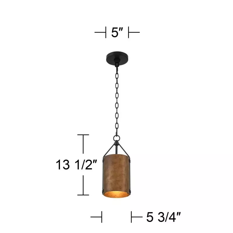 Grange Industrial Rustic Bronze Cylinder Pendant Light