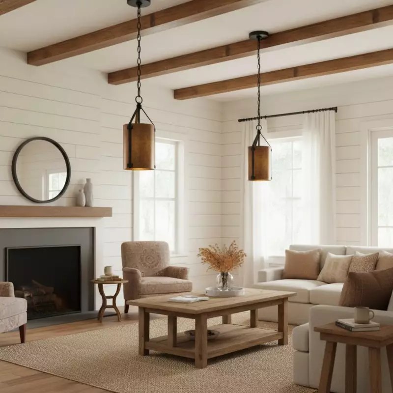 Grange Industrial Rustic Bronze Cylinder Pendant Light