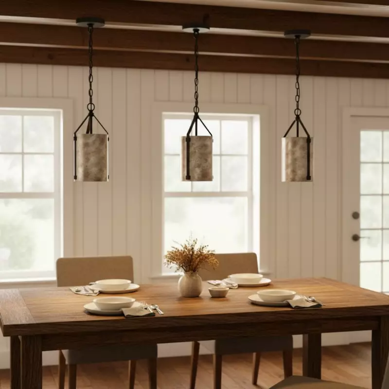Grange Industrial Rustic Bronze Cylinder Pendant Light