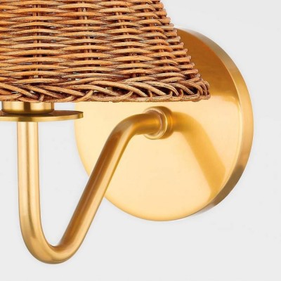 Betty Natural Rattan Cone Brass Wall Sconce Betty Natural Rattan Cone Brass Wall Sconce