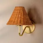 Betty Natural Rattan Cone Brass Wall Sconce Betty Natural Rattan Cone Brass Wall Sconce