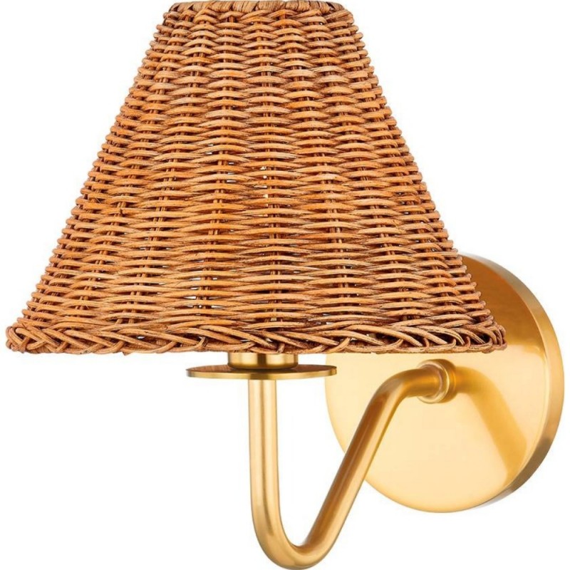 Betty Natural Rattan Cone Brass Wall Sconce Betty Natural Rattan Cone Brass Wall Sconce