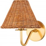 Betty Natural Rattan Cone Brass Wall Sconce Betty Natural Rattan Cone Brass Wall Sconce