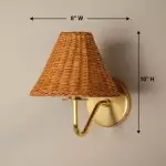 Betty Natural Rattan Cone Brass Wall Sconce Betty Natural Rattan Cone Brass Wall Sconce