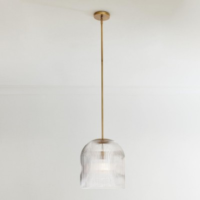 Alain Farmhouse Cooper Ribbed Glass Pendant Light For Dining Room & Kitchen