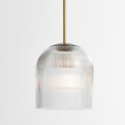 Alain Farmhouse Cooper Ribbed Glass Pendant Light For Dining Room & Kitchen