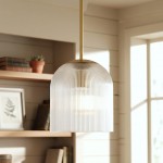Alain Farmhouse Cooper Ribbed Glass Pendant Light For Dining Room & Kitchen Alain Farmhouse Cooper Ribbed Glass Pendant Light For Dining Room & Kitchen