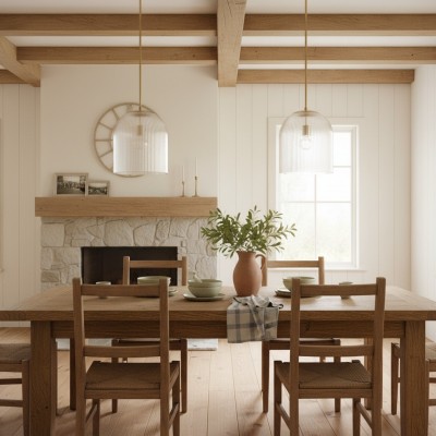 Alain Farmhouse Cooper Ribbed Glass Pendant Light For Dining Room & Kitchen