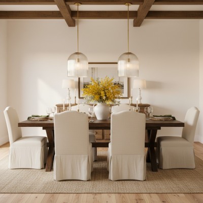 Alain Farmhouse Cooper Ribbed Glass Pendant Light For Dining Room & Kitchen