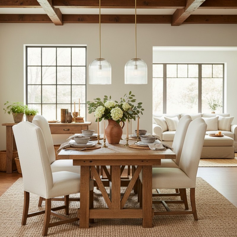 Alain Farmhouse Cooper Ribbed Glass Pendant Light For Dining Room & Kitchen Alain Farmhouse Cooper Ribbed Glass Pendant Light For Dining Room & Kitchen