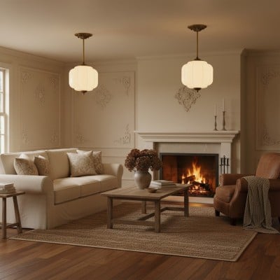 Conran Vintage Milk Glass Lantern Eloise Ceiling Light