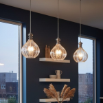 Plan Modern 3-Light Blown Textured Glass Pendant Light Plan Modern 3-Light Blown Textured Glass Pendant Light