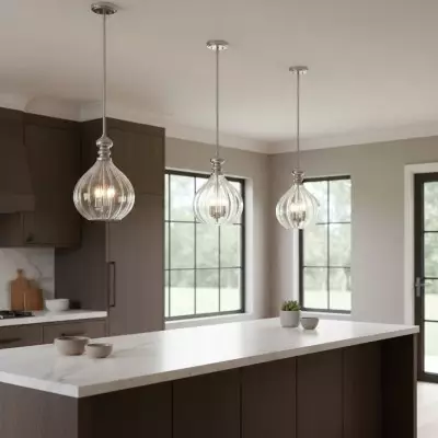 Plan Modern 3-Light Blown Textured Glass Pendant Light Plan Modern 3-Light Blown Textured Glass Pendant Light