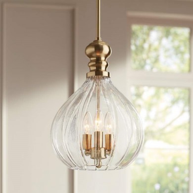 Plan Modern 3-Light Blown Textured Glass Pendant Light