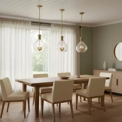 Plan Modern 3-Light Blown Textured Glass Pendant Light Plan Modern 3-Light Blown Textured Glass Pendant Light