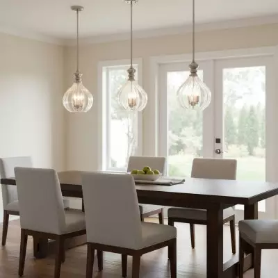 Plan Modern 3-Light Blown Textured Glass Pendant Light Plan Modern 3-Light Blown Textured Glass Pendant Light