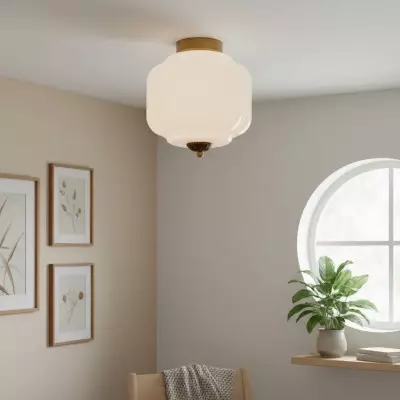 Conran Vintage Milk Glass Semi Flush Mount Eloise Ceiling Light Conran Vintage Milk Glass Semi Flush Mount Eloise Ceiling Light