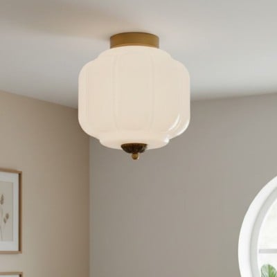 Conran Vintage Milk Glass Semi Flush Mount Eloise Ceiling Light Conran Vintage Milk Glass Semi Flush Mount Eloise Ceiling Light