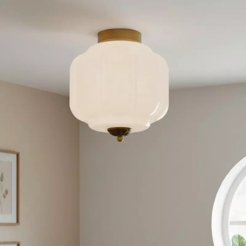 Conran Vintage Milk Glass Semi Flush Mount Eloise Ceiling Light Conran Vintage Milk Glass Semi Flush Mount Eloise Ceiling Light