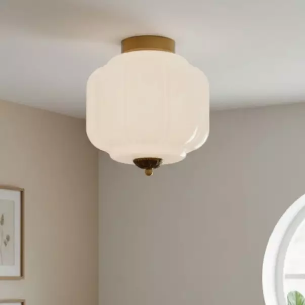 Conran Vintage Milk Glass Semi Flush Mount Eloise Ceiling Light