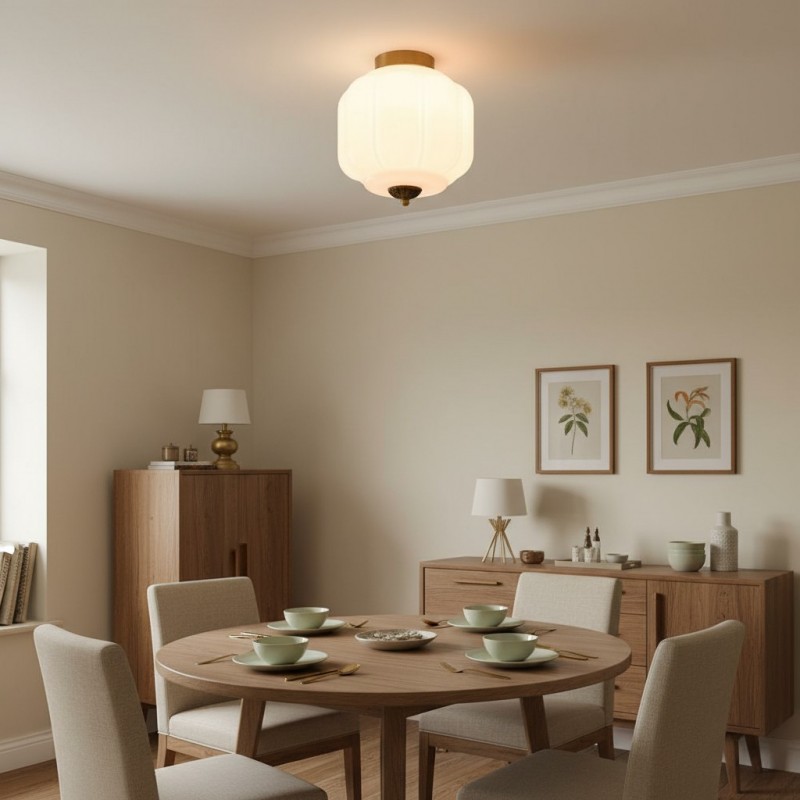 Conran Vintage Milk Glass Semi Flush Mount Eloise Ceiling Light Conran Vintage Milk Glass Semi Flush Mount Eloise Ceiling Light