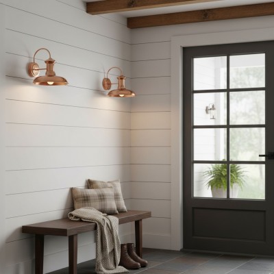 Howells Industrial Modern Copper Metal Outdoor Wall Sconce Howells Industrial Modern Copper Metal Outdoor Wall Sconce