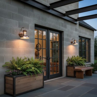 Howells Industrial Modern Copper Metal Outdoor Wall Sconce Howells Industrial Modern Copper Metal Outdoor Wall Sconce